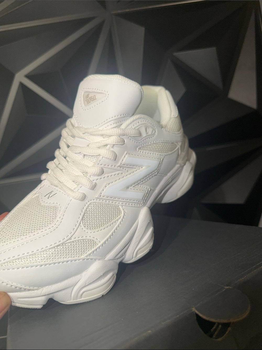 New Balance Women's White Chunky Mesh & Leather Sneaker - Picture 7 of 7